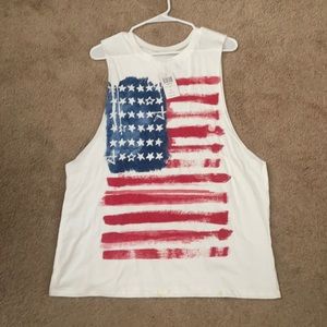NWT White American flag tank top black matter